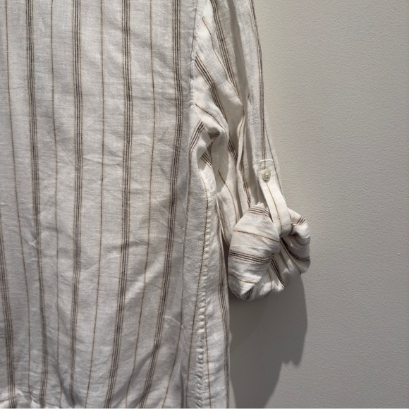 J. Crew Cream Camp-collar Shirt In Stripe Featherweight Linen Blend Size 00 - Picture 8 of 8